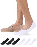 CLOSEMATE 6 Paar Füßlinge Herren mit Rutschfestes Silikon und Atmungsaktives Mesh, Dünne Unsichtbare Sneakersocken, Elastische Footies für Mokassins Loafer 3Schwarz 3Weiß 43-46