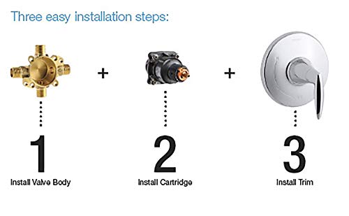 KOHLER 8304-K-NA Rite-Temp Pressure-Balancing Valve Body and Cartridge Kit, Shower Valve System, 5.0 GPM, Simple Installation & Maintenance - image 6