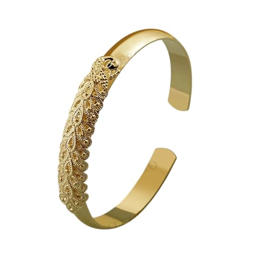MEATTRIMEIT New 2025 18K Gold Peacock Ppening Screen Bangles Bracelets
