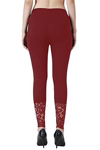 Image of Women's Soft & Stretchable Cotton Leggings Lace Ankle Length Color