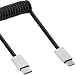 Produktbild InLine 35862 USB 2.0 Spiralkabel, Typ C Stecker auf Micro-B Stecker/Alu, flexibel, 2m Schwarz