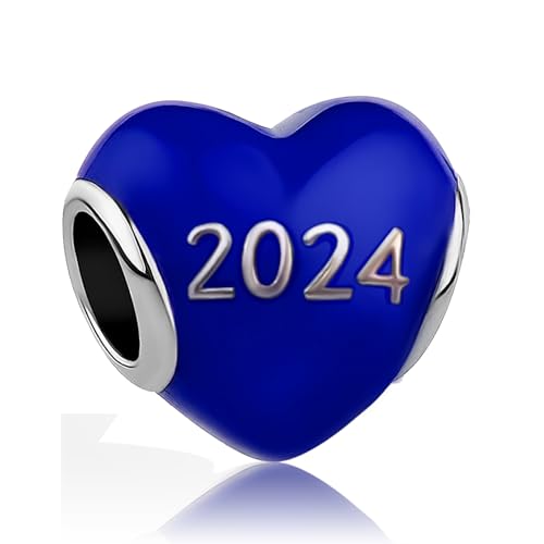 JMQJewelry Blue Heart Graduation 2024 Fits Pandora Charm Bracelets Elephant