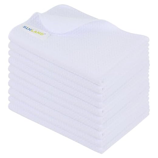 SINLAND Microfiber Dish Drying Towels Dish Towels Waffle Weave Kitchen Towels 16 Inch X 24 Inch 10 Pack White