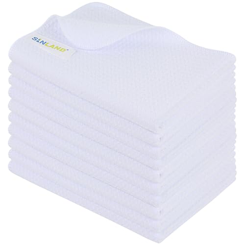 SINLAND Microfiber Sublimation Blank Towels - Fast Drying Waffle Weave Kitchen Towel, Tea Towel Polyester Dish Towels for Home Decor DIY 16 Inch X 24 Inch 10 Pack White by SINLAND - Used condition - US$22.44