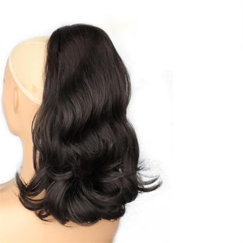 Colas de Caballo Extensión de Cabello Ondulado sintético de 18 Pulgadas, postizo Recto con Dos peines de plástico, Cola de Caballo con cordón Negro Extensiones de Cabello (Color : 2-01, Size : 18inc