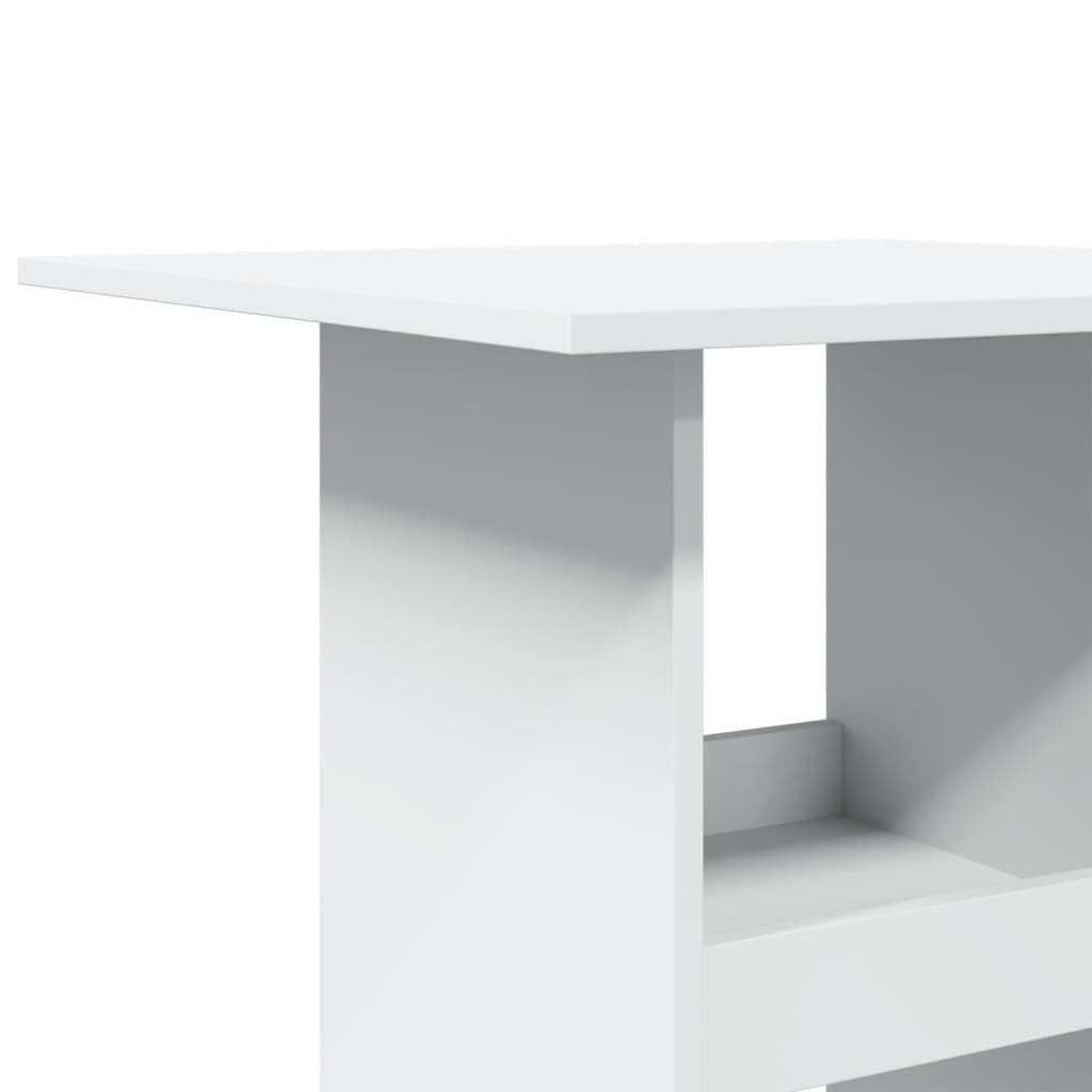 vidaXL Mesa Bar con almacenaje Madera ingeniería Blanca 60x60x102 cm, Mesa de Bar, mesita de Bar, Mesa Alta de Cocina, mesas de Bar, Mesa de Pub