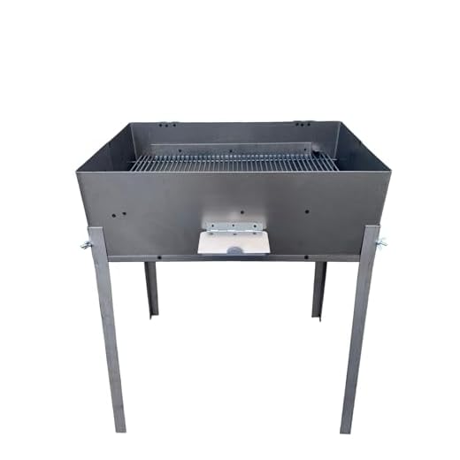 Barbecue da esterno con coperchio richiudibile in ferro, piedi estraibili, per carbone o legna, ideale per campeggio, picnic, grigliate (50x35 cm)