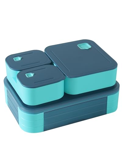 Swkien Brotdose Kinder mit Fächern, Auslaufsichere Lunchbox Bento Box Kinder, 1100ml 3 in 1 Jausenbox mit Fächern… – Ansicht 1