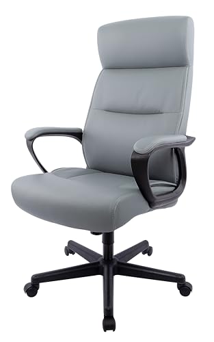 Image of STAPLES Rutherford Ergonomic Manager & Executive Office Chair, High Back Swivel, Adjustable Height, Luxura Faux Leather, Gray