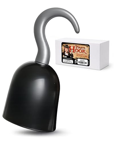 Giraffe Manufacturing Pirate Hook for Kids Captain Hook Costume Pirate accessories for Boys & Girls Halloween Dress Up Hand Prop Carnival Party Favor Black & Silver Plastic Captain Prop Apparel