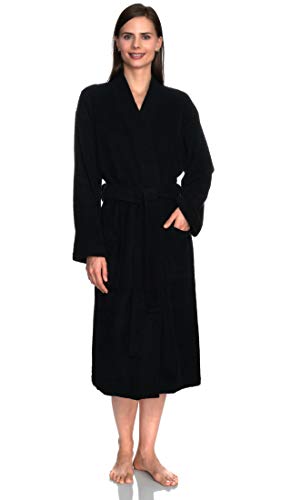 TowelSelections Women's Robe Turkish Cotton Luxury Terry Cloth Kimono Bathrobe Large/X-Large Phantom Black