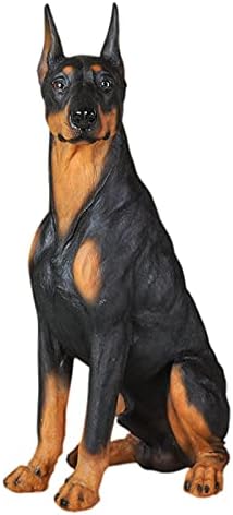 CLLX Garden Ornaments, Realistic Doberman Dog Statue, Animal Memorial Figurines, Resin Sculpture Waterproof, Decorated in Outdoor Home Courtyard Grass,Sitting