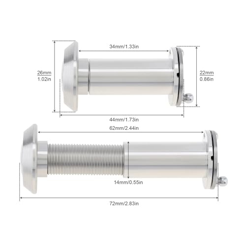 Mirilla para puerta 4 piezas 14mm de latón macizo visor de puerta 180 grados para grosor de puerta de 1.33 a 2.3 pulgadas Alta definición doble vista aguja (Color Negro) miniatura 3
