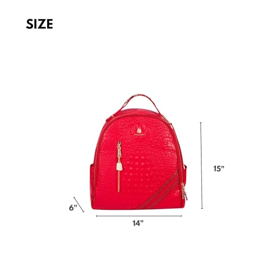 Image of Tote&Carry Apollo BFF Backpack for Women, Vegan Leather, Water-Resistant, Carry-On Luggage for Travel, Work & Daily Use (Alligator Skin, Black)