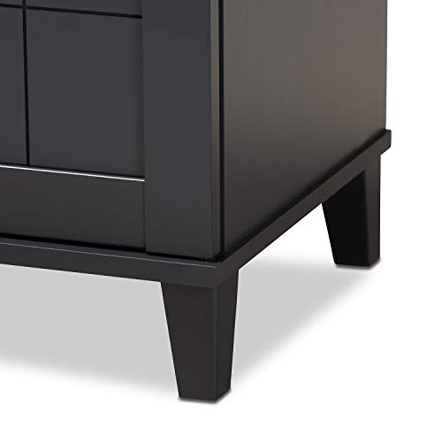 Baxton Studio Glidden Contemporary 4-Shelf Wood Shoe Cabinet In Dark Gray #TOP6