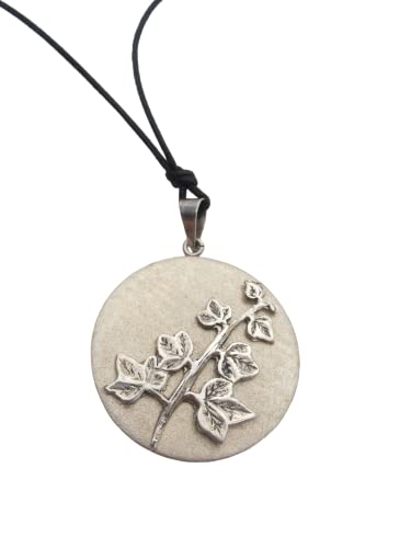 Lierre porte-bonheur pendentif argent 925, un bijou poétique sur cordon ras-du-cou en corde