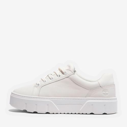 Timberland Women's Laurel Court Low Lace-Up Sneakers, White Full Grain, 8 Medium