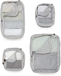 Antler Chelsea Packing Cubes - Set of 4, Taupe | Beige Holiday Travel Organiser for Suitcase Compression | Luggage Compartment for Clothes, Laundry, or Shoe Storage | Multi Coloured for Men & Women
