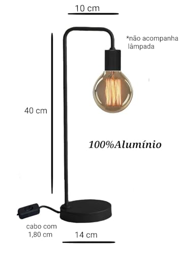 Abajur Sala Quarto Luminária De Mesa Industrial Retro (Bivolt) (Cobre)