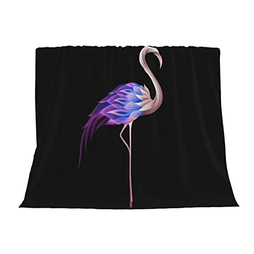 Couverture microfibre flamant rose au design abstrait et finitions luxe - 4