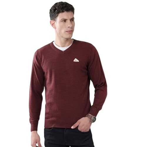 Image of Monte Carlo Men's Regular Fit Pullover | Solid V Neck Style | Full Sleeves Pull On | Warm & Stylish Winter Fashion Sweater | Winter Sweater for Men's