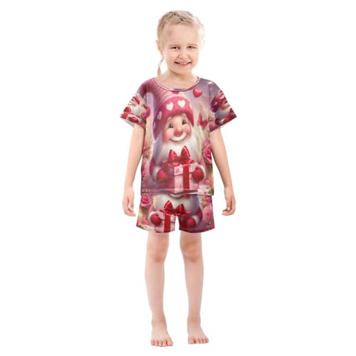 Gnome Valentines Pajama Set Short Sleeve Pajamas Shorts Sets Cotton Soft Loungewear Sleepwear 5Y3