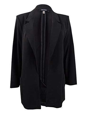 NINE WEST Womens Blazer Jacket Deep Plus Open Front Black 2X