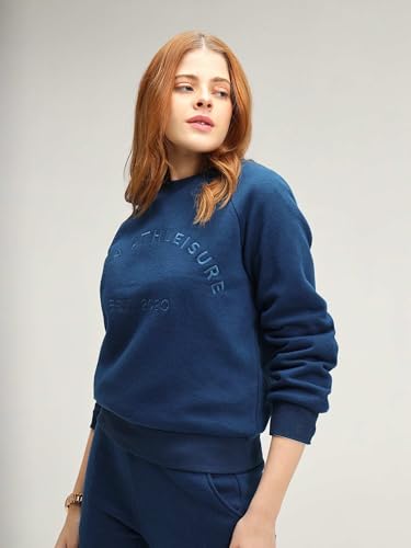 Image of CAVA Essential Sweatshirt for Women | Brushed Fleece, Round Neck, Full Sleeves, Ribbed Cuffs, Embroidery Detail | Cozy Loungewear & Travelwear