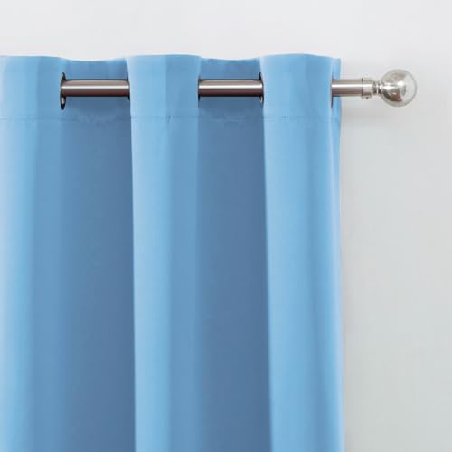 Image of LEMOMO Blackout Curtains 66 x 54 Inch Long Sky Blue Curtains Set of 2 Panels Room Darkening Curtains for Bedroom and Living Room
