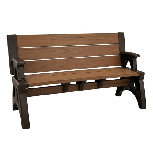 Convert-a-Bench 2-in-1 Outdoor Bench & Picnic Table - Foldable, Weather-Resistant Seating - Perfect for Patio, Lawn, Garden, or Deck - Durable & Easy Assembly - 1 Bench/Order, Espresso