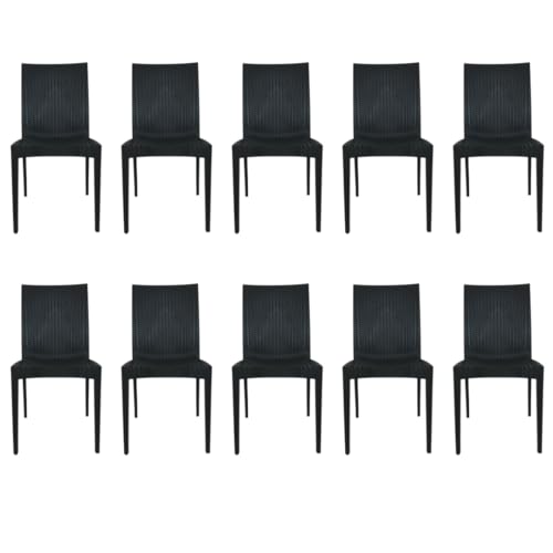 Cadeira Rattan Preta Sala de Jantar Área Externa Jardim Gourmet Restaurante Sorveteria - Top Chairs - Kit com 10