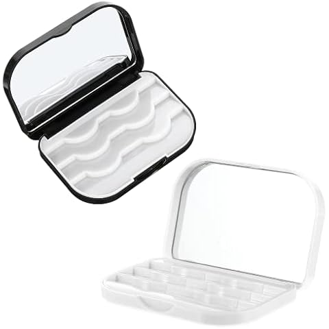 2 Pack False Eyelash Storage Box with Mirror Travel case for Fake Lashes 3D Eyelash Boxes Eyelash Packaging Fake Eyelash Storage Container For Women Girl Cover