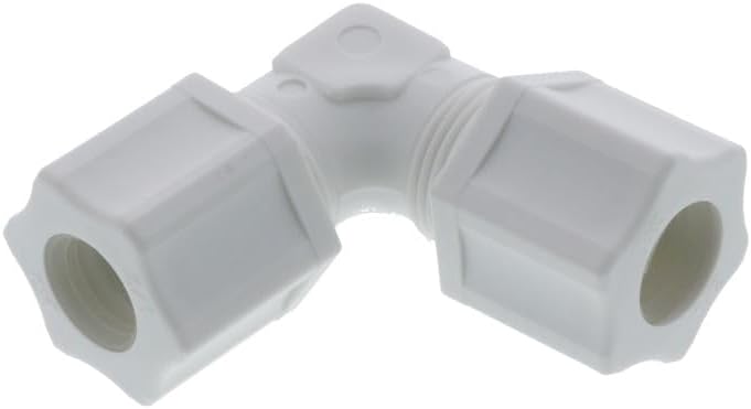 JACO 50-8-P-PG Polypropylene Union Elbow Fitting, 1/2 in OD Tube x 1/2 in OD Tube, Compression Connection, Chemical Resistant Polypropylene Construction, Natural Finish