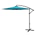 FLAME&SHADE 10' Hanging Offset Outdoor Umbrella, Cantilever Patio Umbrella with Cross Base, Crank Lift, Large Round, Aqua Blue
