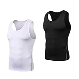 [EZATING] メンズ スポーツインナー タンクトップ 2点セット ノースリーブ 伸縮性 通気性 アンダーシャツ [UVカット・吸汗速乾] コンプレッションウェア 接触冷感 ランニング トレーニング フィットネス スポーツ ベースレイヤー M