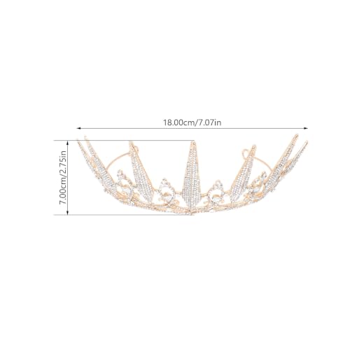 Tiara de gemas de imitación con diseño delicado en aleación dorada brillante 2