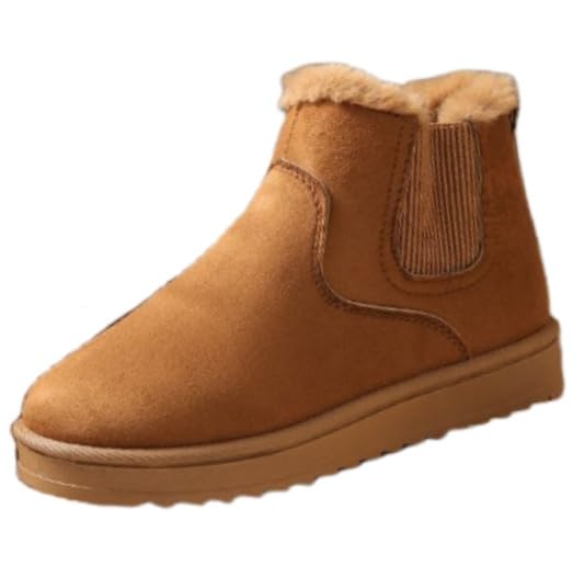 Womens Plus-size Snow Boots - Winter Warm Cotton Shoes Solid Color and Simple Design Suitable for Winter Outfits