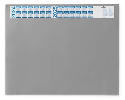 Durable 720410 Sottomano Con Calendario, Copertina Trasparente, Antiscivolo, 650X520 Mm, Grigio