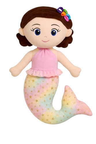 Image of Medium Size 48 CM Mermaid Soft Toy Doll | Multicolor Eyes Fish Girl Plush Toy | Soft Stuffed Doll for Kids & Girls Pink Doll