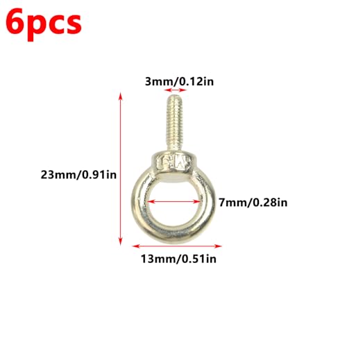 Image of Antrader M3 Lifting Eye Bolts,6Pcs Stainless Steel Machinery Shoulder Lifting Eye Bolt,Gold