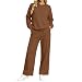 Jogginganzug Damen Hosen Für Schlafanzug Strick Set Hausanzug Jogging Hose Sport Bekleidung Frauen Lounge Wear Women Baumwolle Winter Jacke Zweiteiler Herbst Schickes Outfit Kleidung Baggy,Braun,3XL