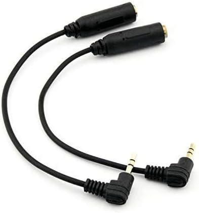 Haiker 2pcs Headphone Converter Adapter Gold Plated 2.5mm Male Right Angle to 3.5mm Female Socket Jack Stereo Audio Cable Black