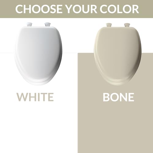 Image of Mayfair Padded Toilet Seat, Cushioned Soft Vinyl over Wood Core Seat, Secure Hinges, Easy Clean, Made in USA, Elongated, White