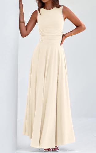 Image of PRETTYGARDEN Womens Summer Dresses 2026 Casual Sleeveless Crewneck Aline Maxi Dress Stretch Tank Flowy Long Dresses