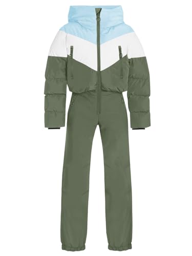 Haloumoning - Haloumoning Girls One Piece Snowsuits Kids Puffer Waterproof Hooded Ski Suits Coveralls Winter Jumpsuits 5-14 Years