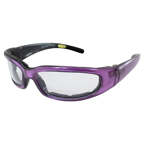 Birdz Eyewear Chill Women's Motorcycle Sunglasses Padded Purple Frame with Clear Lenses