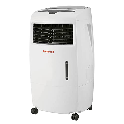 Honeywell Indoor Portable Evaporative Cooler for Bedroom, Living Room, Den, Covered Patio, Garage, 120V, 500 CFM, with Fan, Humidifier, Carbon Dust Filter & Remote Control, White