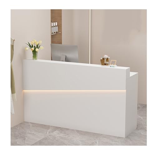 Escritorio de recepción con mostrador, mostrador de caja con luces y rayas para vestíbulos, salones, minoristas, oficinas en casa