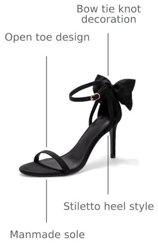 Image of Coutgo Womens Ankle Strap High Heels Open Toe Stiletto Bow Tie Knot Heeled Sandals Fashion Wedding Dress Pump Shoes