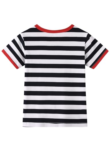 Spring&Gege Girls Short Sleeve Striped Ringer Tee Cotton Casual Color Block Crewneck T Shirts Tops Blouse (5-14 Years)2